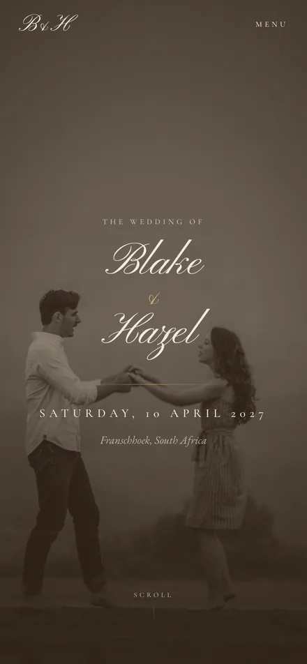 Blake & Hazel wedding website, opened