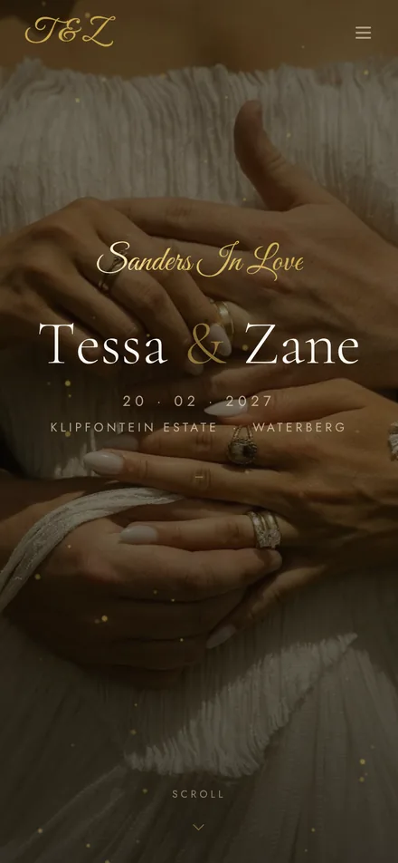 Tessa & Zane wedding website, opened