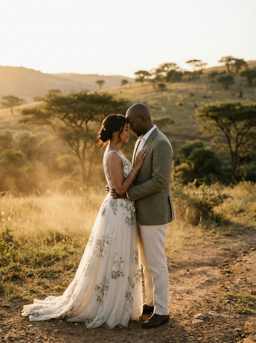 South African couple at golden hour